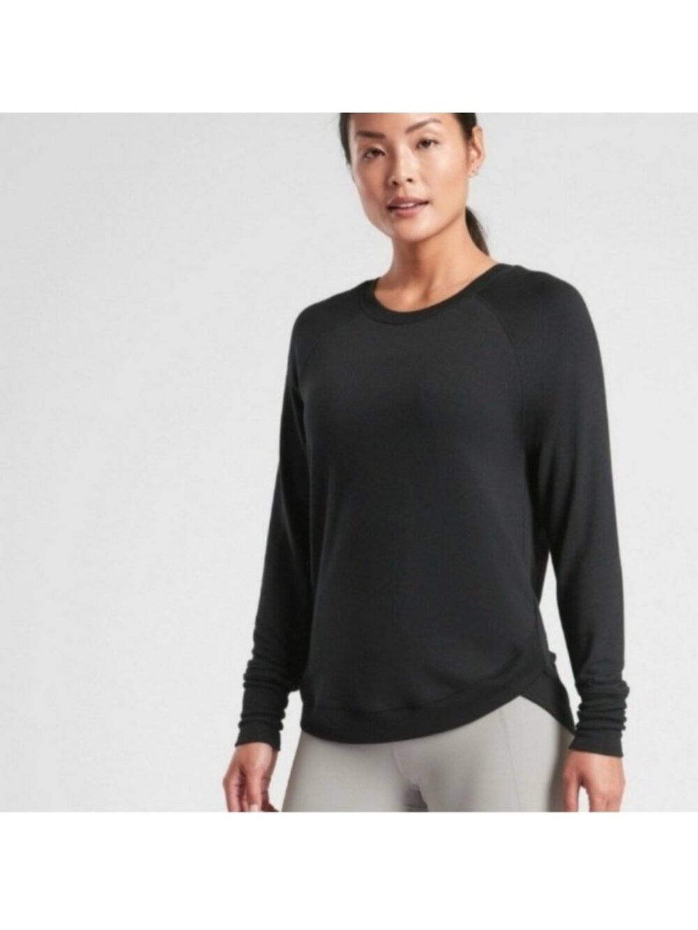 ATHLETA Women's Mindset Sweatshirt Black Super Soft Casual